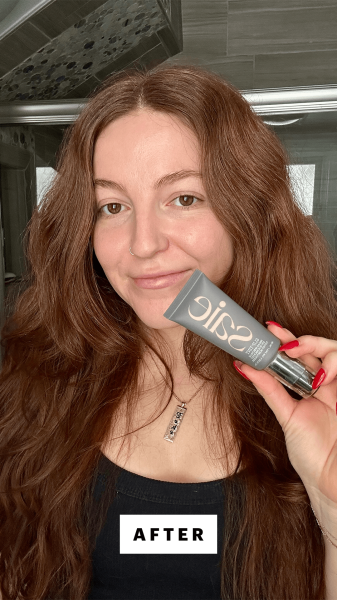 Image may contain Body Part Finger Hand Person Adult Face Head Electrical Device Microphone Cosmetics and Lipstick